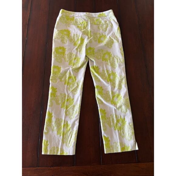 Coldwater Creek Women’s Size 6 Ankle Pants Lime Green Floral Print Cotton Blend - Picture 2 of 5